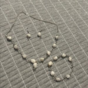 Elegant Silver and White Jewelry Set